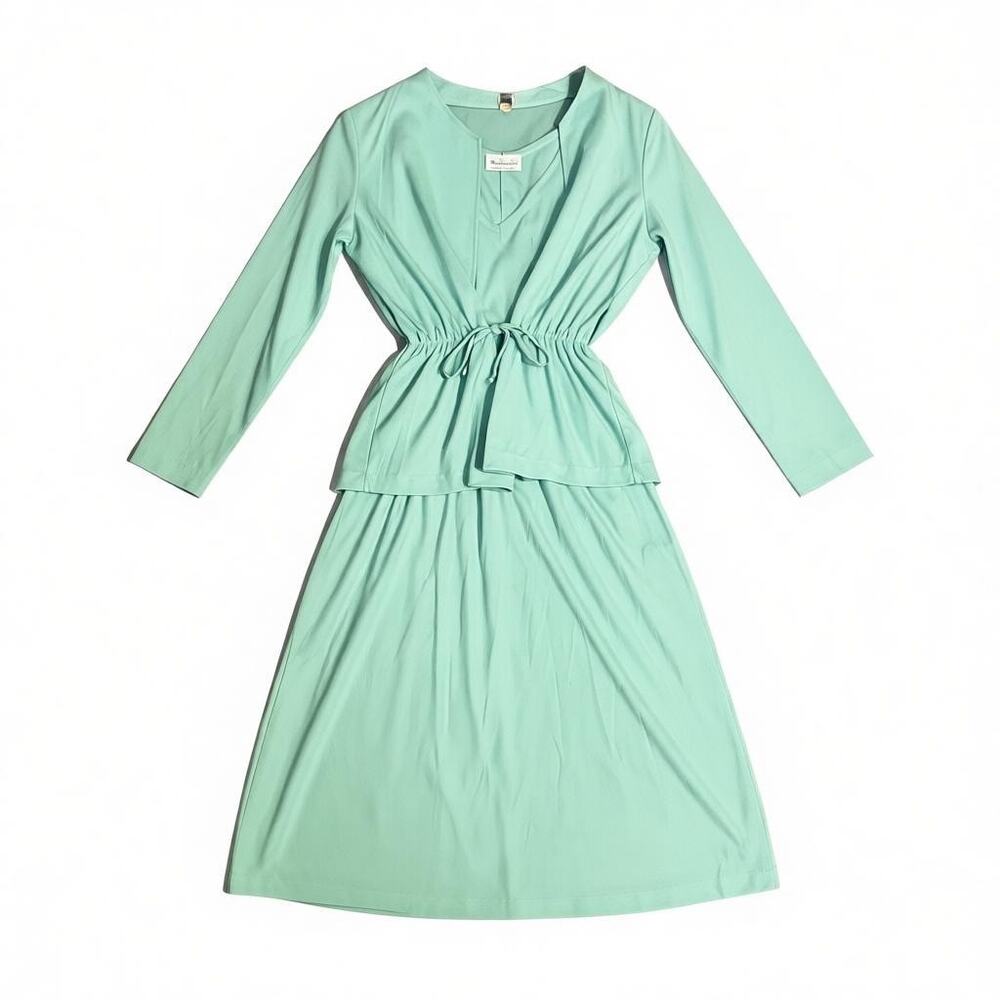 Me & Christel Mint Green Vintage Two Piece Dress Set XL Made in USA